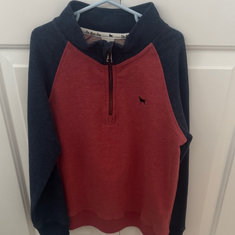 NWOT Black Dog Red and Navy Quarter-Zip Pullover - YOUTH SIZE SMALL